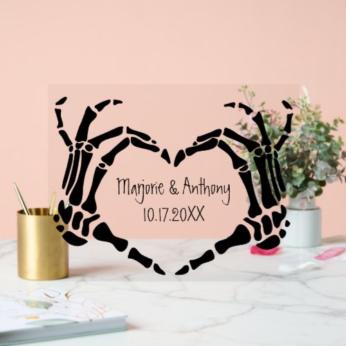 Skeleton Hands Heart Shape Custom Acrylic Sign