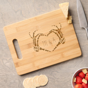 Skeleton Hands Heart Shape Custom Engraved Cutting Board