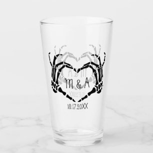 Skeleton Hands Heart Shape Custom Wedding Glass