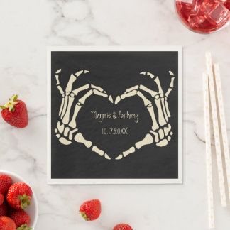 Skeleton Hands Heart Shape Custom Wedding Napkins