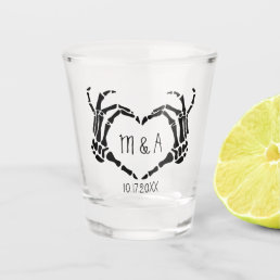 Skeleton Hands Heart Shape Custom Wedding Shot Glass