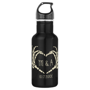 Skeleton Hands Heart Shape Custom Wedding Stainless Steel Water Bottle