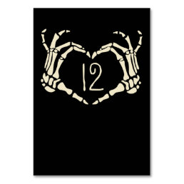 Skeleton Hands Heart Shape Custom Wedding Table Number