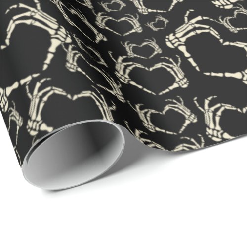 Skeleton Hands Heart Shape Goth Patterned Wrapping Paper