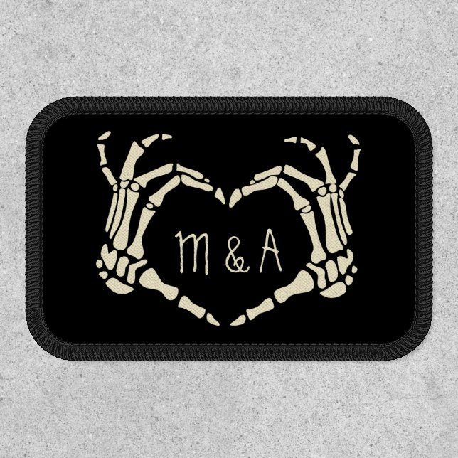 Skeleton Hands Heart Shape Goth Style Personalized Patch (Front)