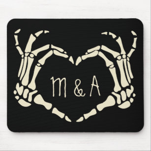 Skeleton Hands Heart Shape Personalized Goth Style Mouse Pad