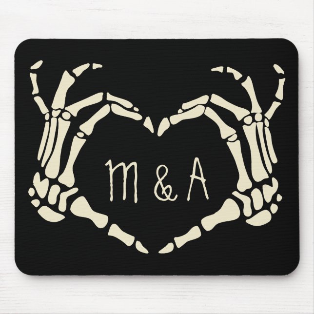 Skeleton Hands Heart Shape Personalized Goth Style Mouse Pad (Front)