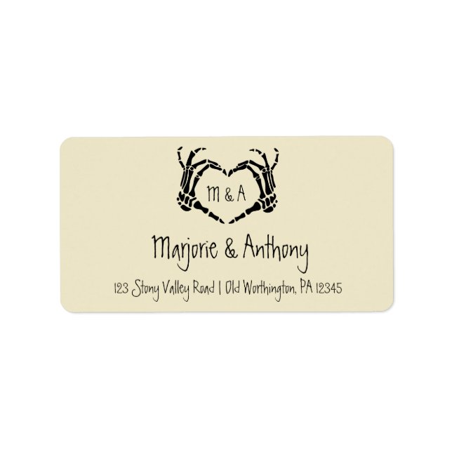 Skeleton Hands Heart Shape Return Address Label (Front)