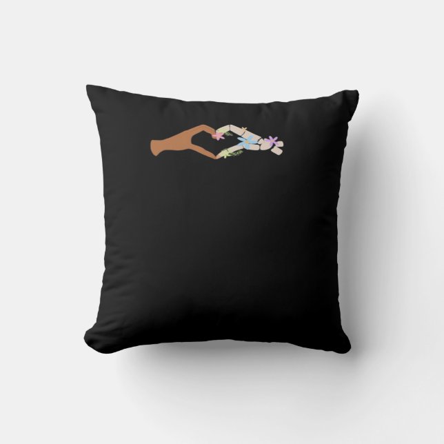 Skeleton Hands Heart Show Clean Graphic Mood Throw Pillow (Front)