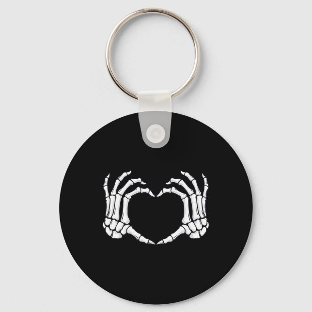Skeleton Hands Heart Sign Bones Fun Halloween  Keychain (Front)