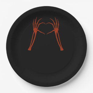 Skeleton Hands Heart Sign Costume Funny Halloween  Paper Plates