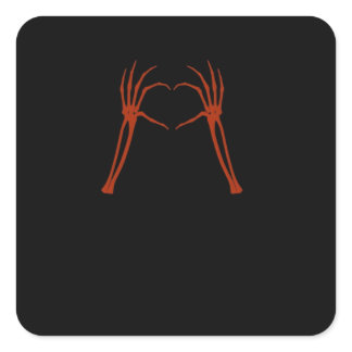 Skeleton Hands Heart Sign Costume Funny Halloween  Square Sticker