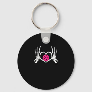 Skeleton Hands Heart Sign Funny Pickle Valentine's Keychain