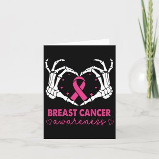 Skeleton Hands Heart Sign Halloween Breast Cancer  Card