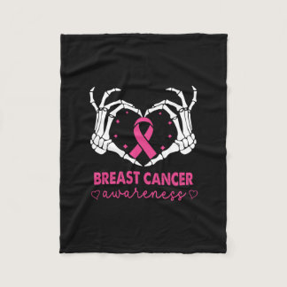 Skeleton Hands Heart Sign Halloween Breast Cancer  Fleece Blanket