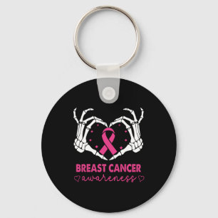 Skeleton Hands Heart Sign Halloween Breast Cancer  Keychain