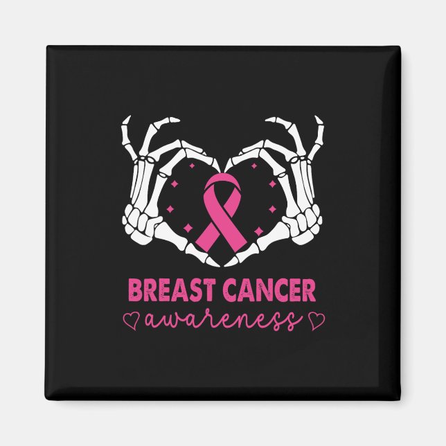 Skeleton Hands Heart Sign Halloween Breast Cancer  Magnet (Front)