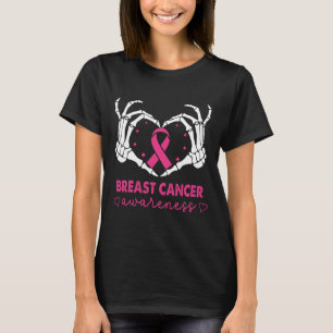 Skeleton Hands Heart Sign Halloween Breast Cancer T-Shirt