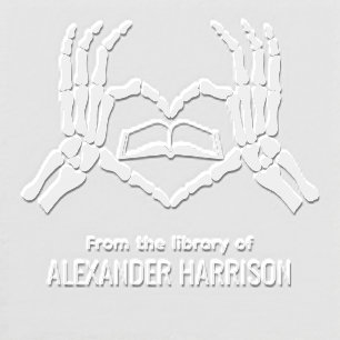Skeleton Hands Heart Sign Library Book Name #1D Embosser