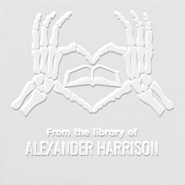 Skeleton Hands Heart Sign Library Book Name #1D Embosser (Design)
