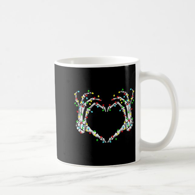 Skeleton Hands Heart Sign Light Christmas Costume  Coffee Mug (Right)