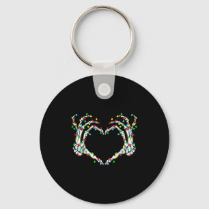 Skeleton Hands Heart Sign Light Christmas Costume Keychain