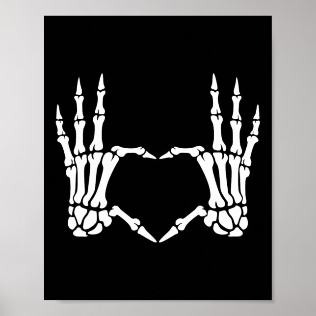 Skeleton Hands Heart Sign Retro Halloween Costume  (Front)
