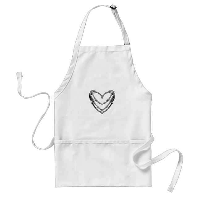 Skeleton Hands Heart Sign Retro Halloween Costume  Adult Apron (Front)