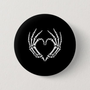 Skeleton Hands Heart Sign Retro Halloween Costume Button