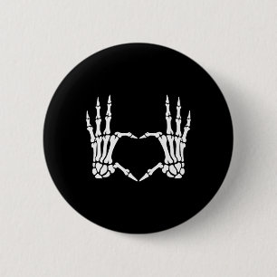 Skeleton Hands Heart Sign Retro Halloween Costume  Button
