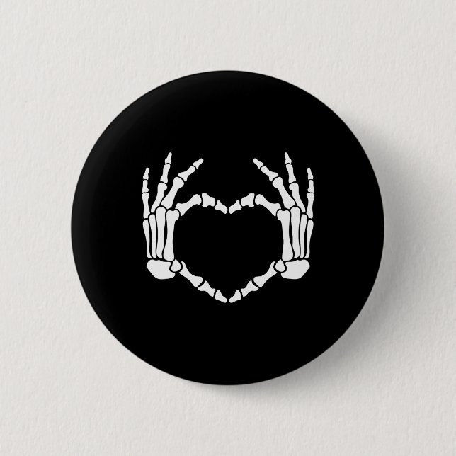 Skeleton Hands Heart Sign Retro Halloween Costume  Button (Front)