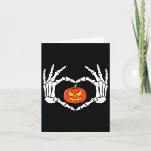 Skeleton Hands Heart Sign Retro Halloween Costume Card