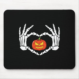 Skeleton Hands Heart Sign Retro Halloween Costume Mouse Pad