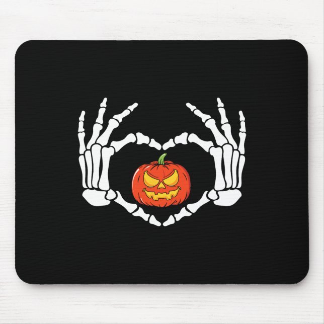 Skeleton Hands Heart Sign Retro Halloween Costume  Mouse Pad (Front)
