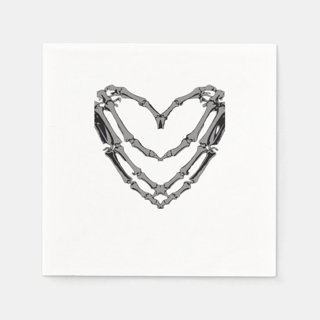 Skeleton Hands Heart Sign Retro Halloween Costume  Napkins (Front)