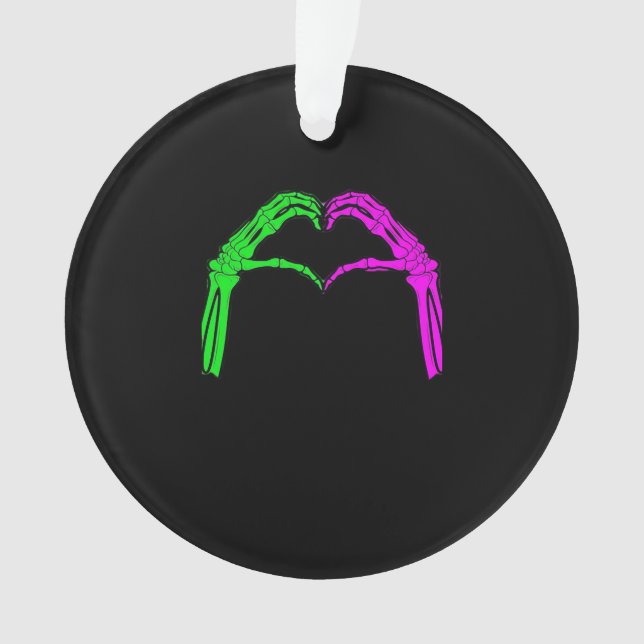 Skeleton Hands Heart Sign Retro Halloween Costume  Ornament (Front)