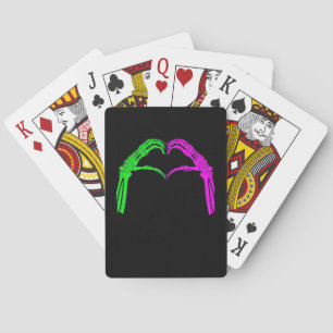 Skeleton Hands Heart Sign Retro Halloween Costume Poker Cards