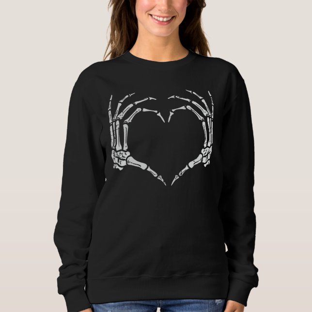 Skeleton Hands Heart Sign Retro Halloween Costume  Sweatshirt (Front)