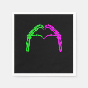 Skeleton Hands Heart Sign Retro Halloween Vintage  Napkins