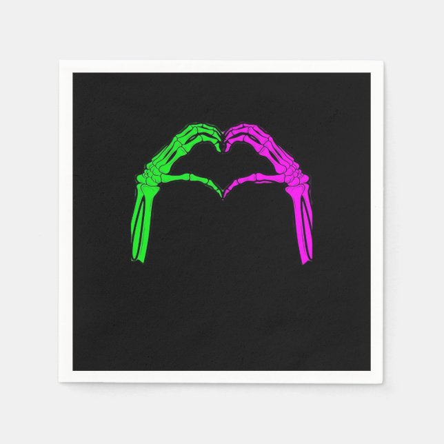 Skeleton Hands Heart Sign Retro Halloween Vintage  Napkins (Front)