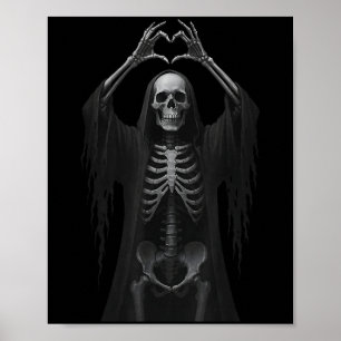 Skeleton Hands Heart Sign Scary Face Funny Hallowe