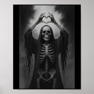 Skeleton Hands Heart Sign Scary Face Funny Hallowe