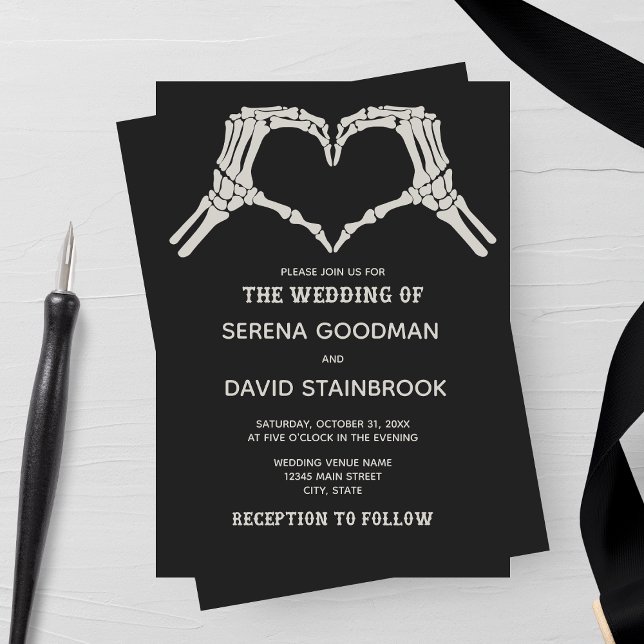 Skeleton Hands Heart Wedding Invitation (Creator Uploaded)