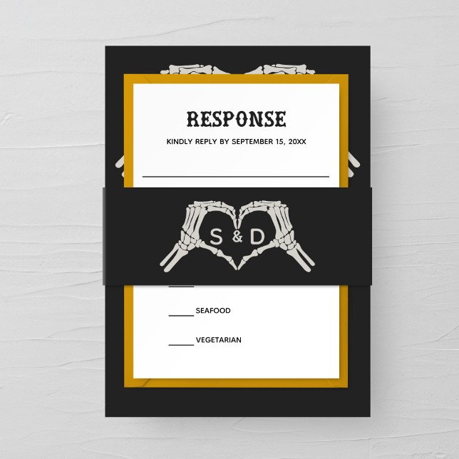 Skeleton Hands Heart Wedding Invitation Belly Band (Creator Uploaded)