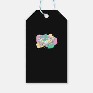 Skeleton Hands Heart With Abstract Coloured Backgr Gift Tags