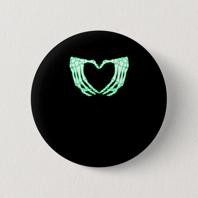 Skeleton Hands, Heart, Xray Halloween Costume Button (Front)