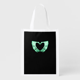 Skeleton Hands, Heart, Xray Halloween Costume Grocery Bag