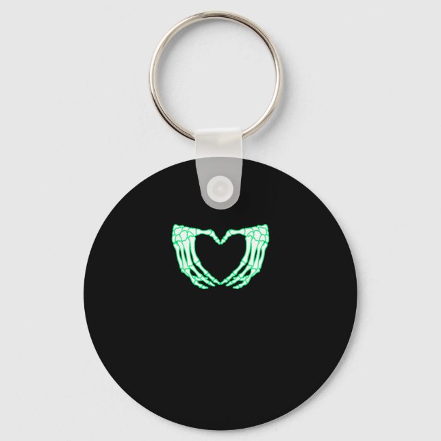 Skeleton Hands, Heart, Xray Halloween Costume Keychain (Front)