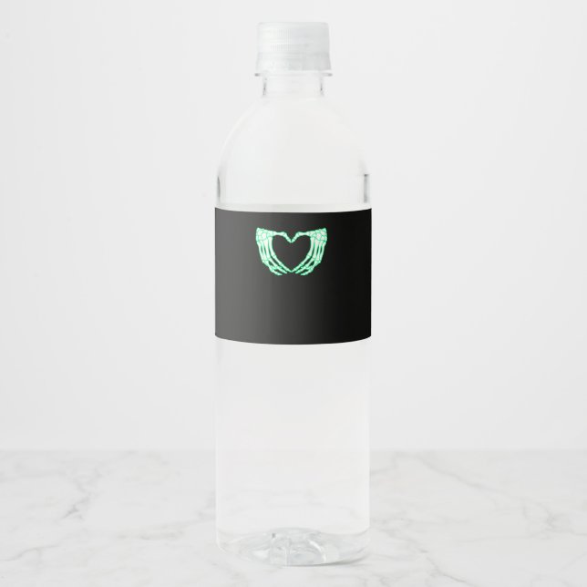 Skeleton Hands, Heart, Xray Halloween Costume Water Bottle Label (Front)