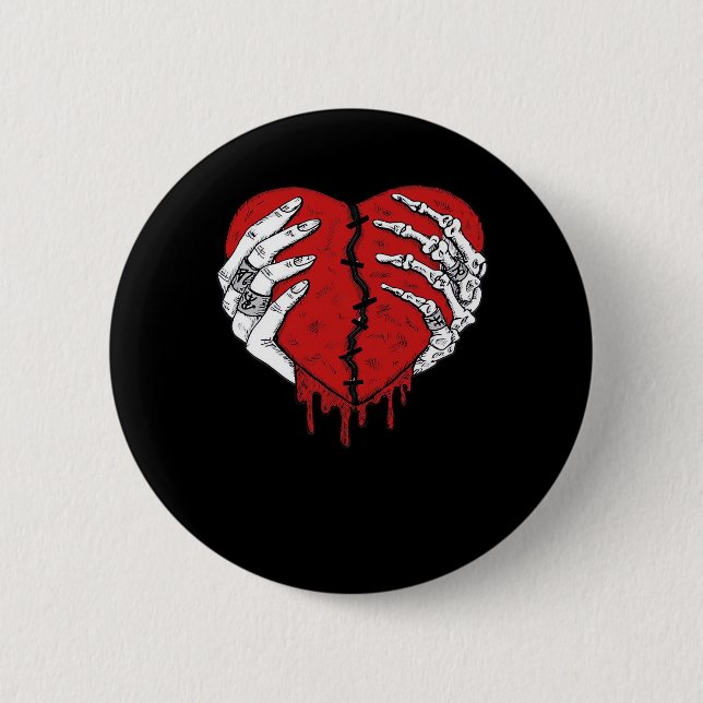 Skeleton Hands Hearts Classic Trending Style Button (Front)